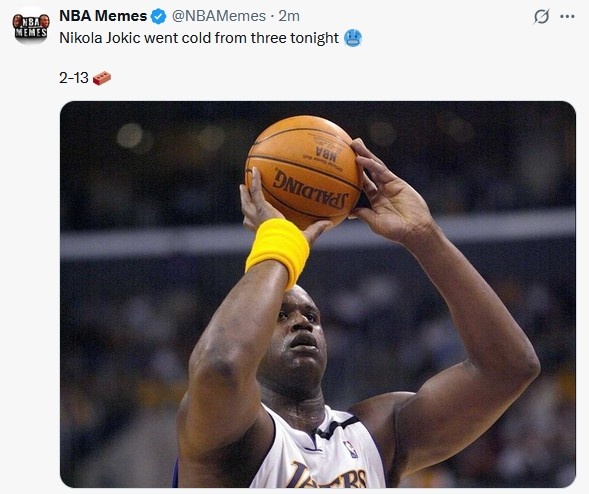 本场三分13中2铁出天际！美媒调侃：约老师三分投得跟奥尼尔一样